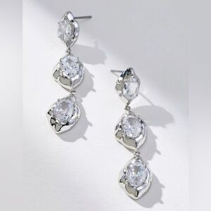 Anthropologie TRIPLE-CRYSTAL POST EARRINGS